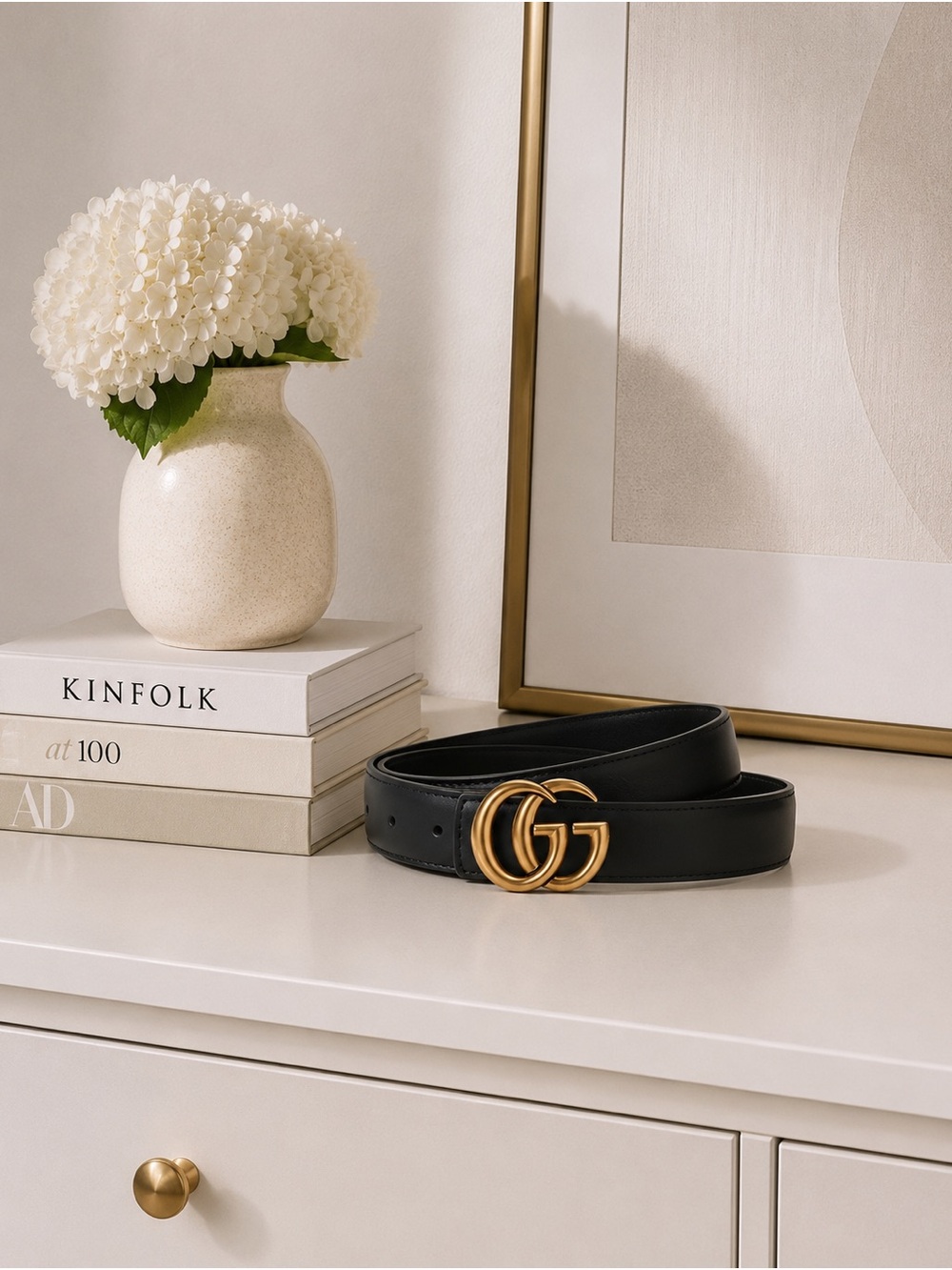 Black Belt with Double G Gold Buckle